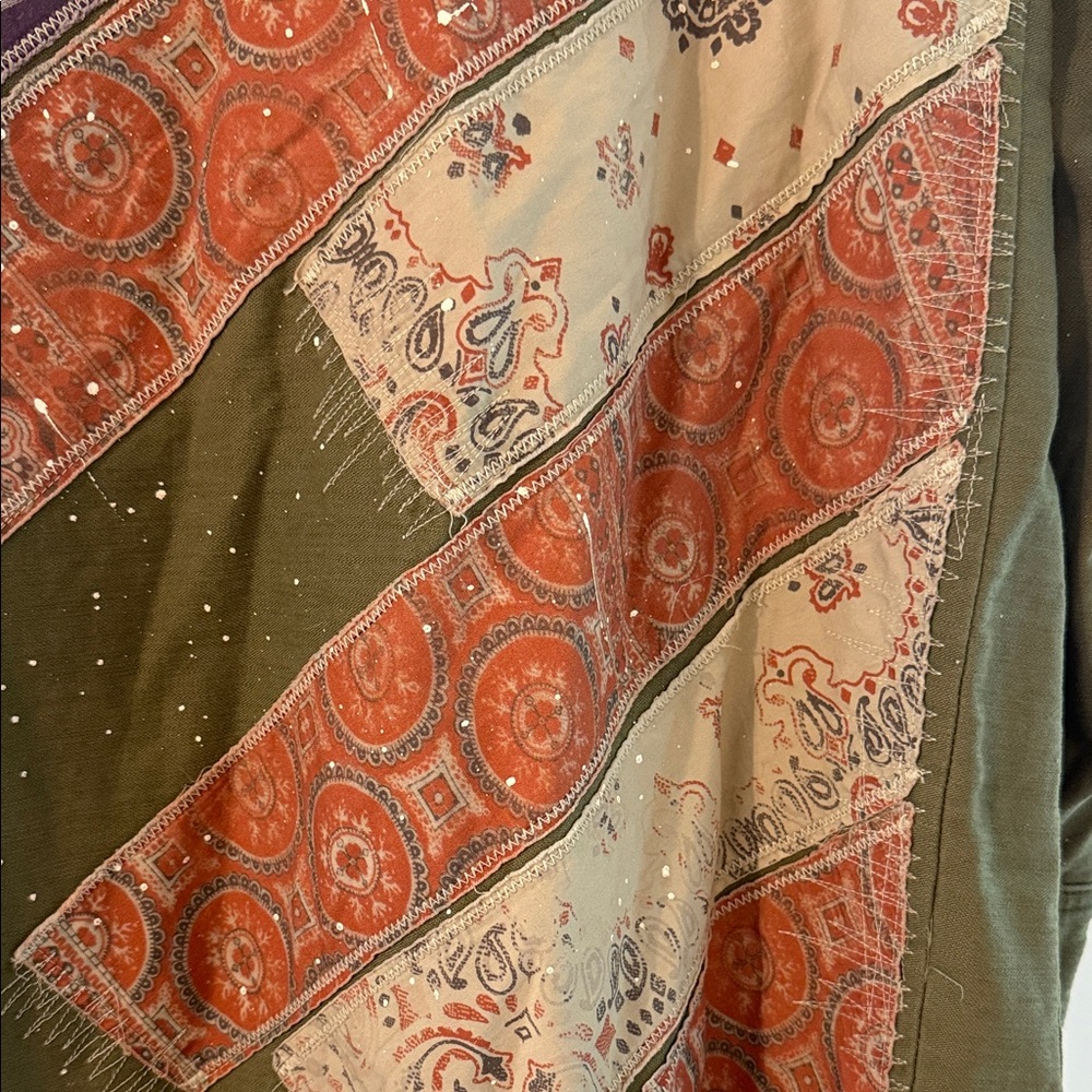 Free People Olive Utility Jacket with Patch Detail size XS - Picture 7 of 9